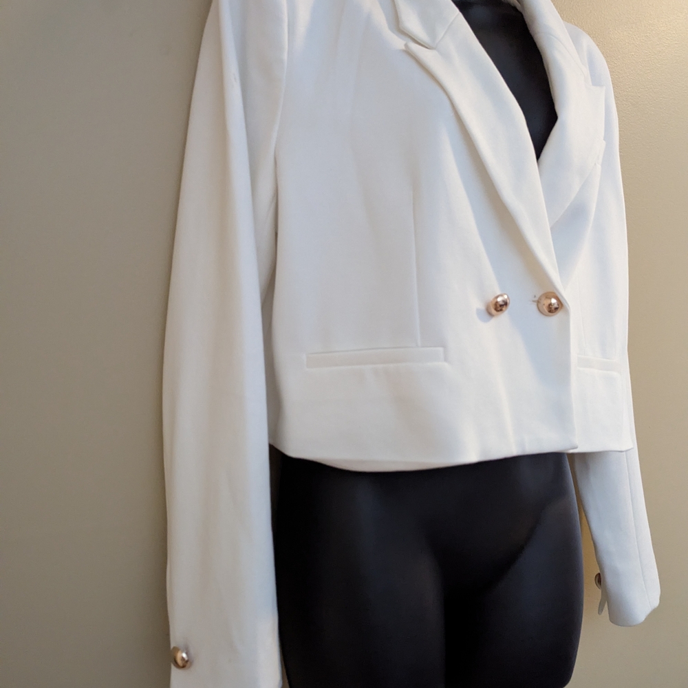 Rachel Zoe White Blazer with Gold Buttons - Picture 5 of 6